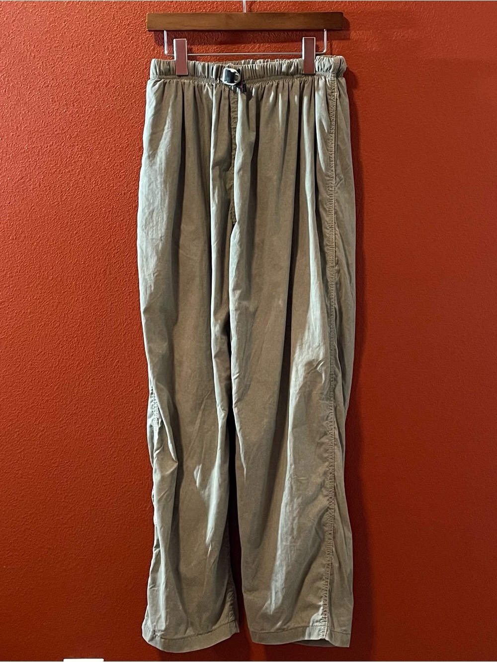 Gramicci Men’s Vintage Belted Gorpcore Green Lightweight Nylon Hiking Trail Pant